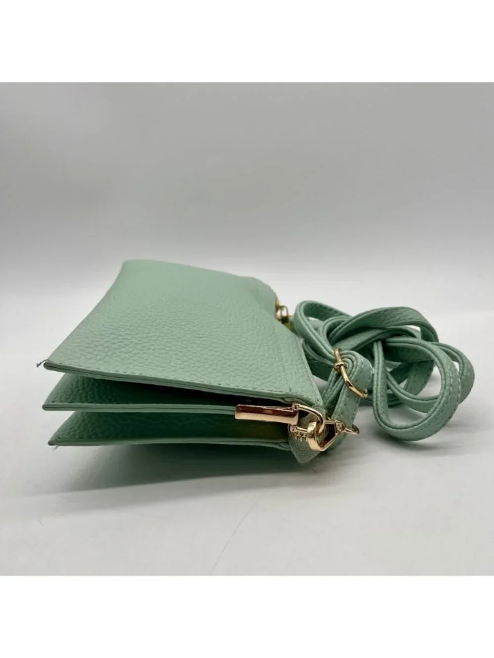 Unbranded Light Mint Pebbled FauxLeather Reversible Wristlet